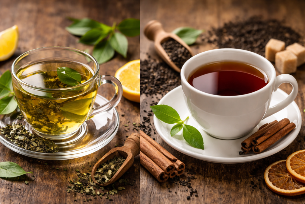 Chá verde e chá preto: